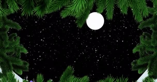 Animação Cenário Inverno Sobre Queda Neve Abetos Natal Natal Inverno — Vídeo de Stock