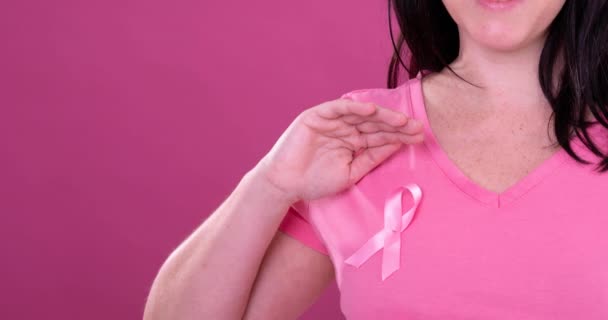 Video Breast Cancer Awareness Text Caucasian Woman Breast Cancer Positive — Stock Video