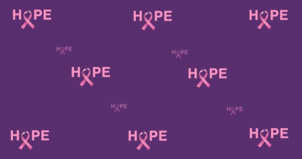 Animacja Tekstu Świadomości Raka Piersi Nad Różowymi Wstążkami Raka Piersi — Wideo stockowe