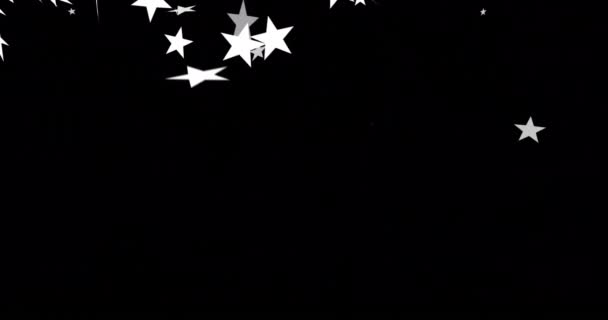 Animación Estrellas Navideñas Copos Nieve Cayendo Sobre Fondo Negro Navidad — Vídeos de Stock