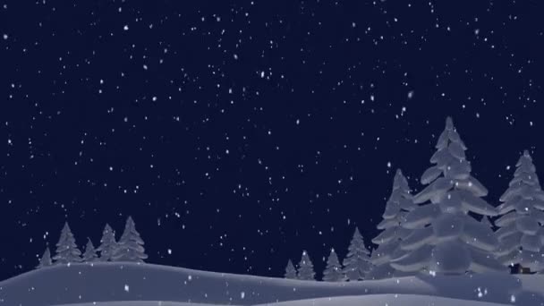 在冬天的风景上 欢乐的圣诞祝福的动画 圣诞节 传统和庆祝概念数字制作的视频 — 图库视频影像