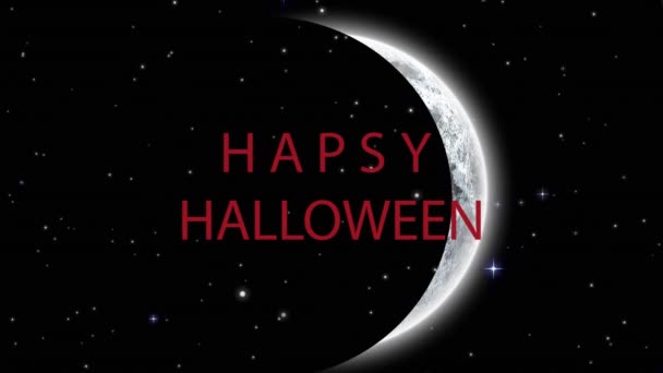 Animation Joyeux Texte Halloween Sur Lune Halloween Automne Célébration Concept — Video