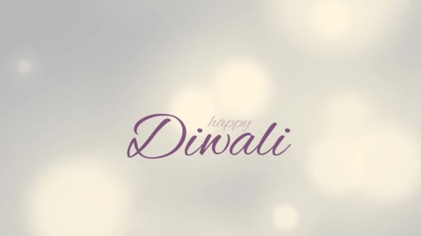 Animace Šťastného Diwali Textu Nad Světlými Skvrnami Rozmazaném Pozadí Párty — Stock video