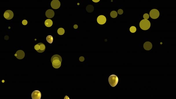 Animering Ballonger Och Ljuspunkter Svart Bakgrund Fest Och Fest Koncept — Stockvideo