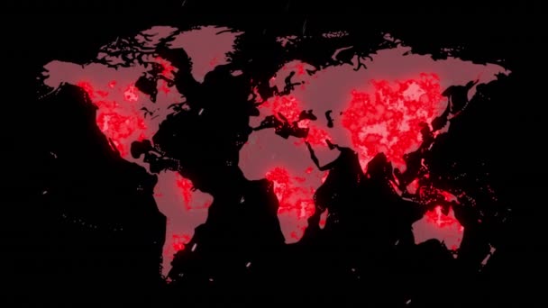 Animation Falling Covid Κύτταρα Πάνω Από Τον Παγκόσμιο Χάρτη Παγκόσμια — Αρχείο Βίντεο