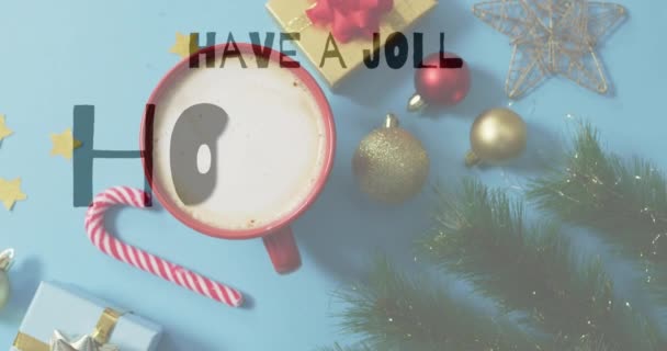 Animation Har Glad Semester Text Över Kopp Kaffe Jul Tradition — Stockvideo