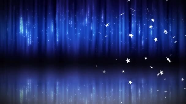 Animation Christmas Stars Falling Glowing Blue Background Christmas Tradition Celebration — Stock Video