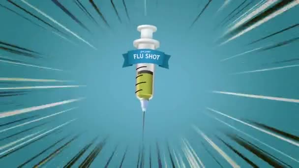 Animering Fallande Covid Vaccinationsspruta Global Covid Pandemikoncept Digitalt Genererad Video — Stockvideo