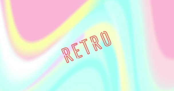 Animation Von Retro Neon Text Über Pastellmuster Vintage Kommunikation Farb — Stockvideo