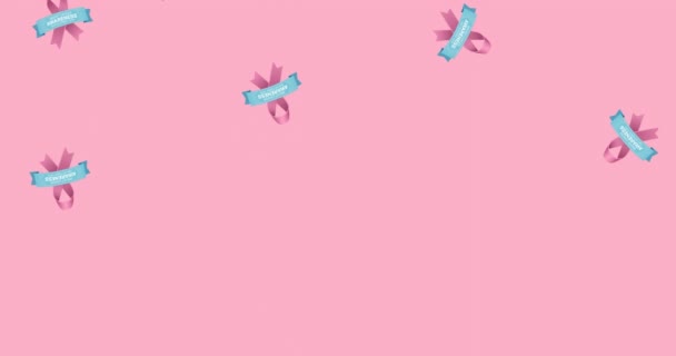 Animation Breast Cancer Awareness Text Πάνω Από Ροζ Κορδέλες Έννοια — Αρχείο Βίντεο