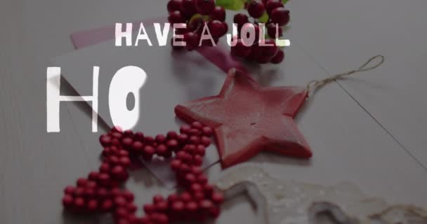 Yılbaşı Süslemeleri Sırasında Neşeli Bir Tatil Metni Yazmanın Animasyonu Noel — Stok video
