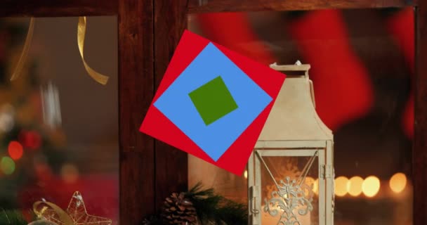Анімація Неонових Різдвяних Цукерок Над Вікном Різдво Традиція Концепція Святкування — стокове відео