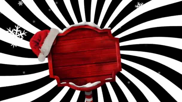 Анимация Деревянного Знака Над Снегом Падающим Рождество Рождество Зима Традиции — стоковое видео