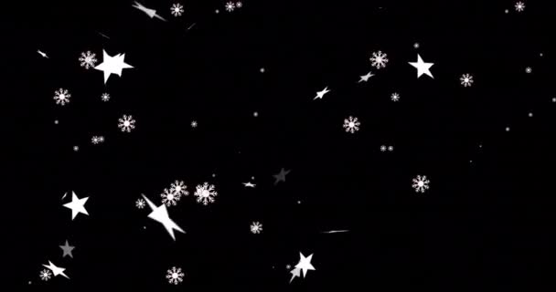 Animación Estrellas Navideñas Cayendo Sobre Fondo Negro Navidad Tradición Concepto — Vídeos de Stock