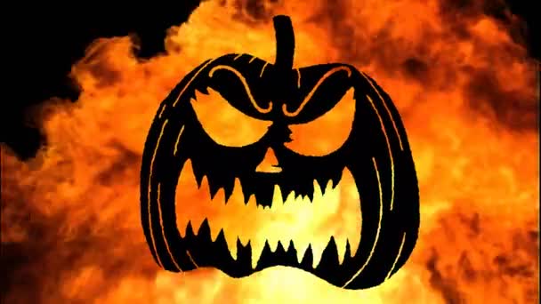 Animatie Van Halloween Jack Lantaarn Vlammen Achtergrond Halloween Traditie Viering — Stockvideo