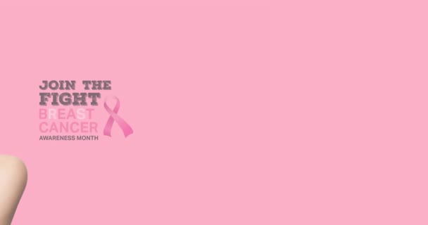 Animation Breast Cancer Awareness Text Caucasian Woman Breast Cancer Positive — Stock Video