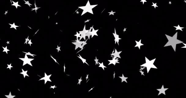 Animación Estrellas Navideñas Cayendo Sobre Fondo Negro Navidad Tradición Concepto — Vídeo de stock