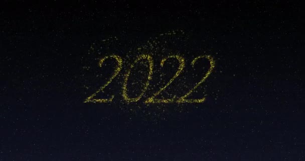 Animação 2022 Letras Douradas Cintilantes Fogos Artifício Véspera Ano Novo — Vídeo de Stock