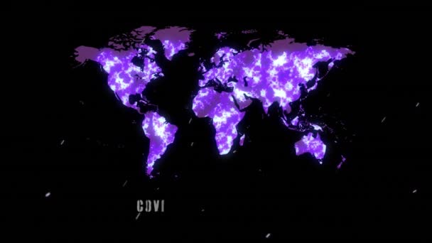 Animación Caída Covid Celdas Sobre Mapa Del Mundo Global Covid — Vídeo de stock