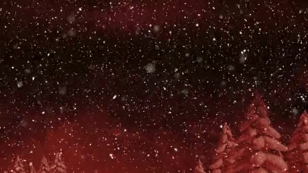 Animace Sněhu Padajícího Přes Zimní Scenérie Vánoce Vánoční Zimní Tradiční — Stock video