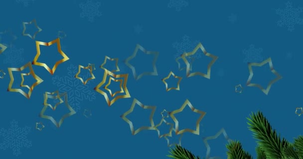 Yıldızların Düşüşü Üzerine Noel Köknar Ağacı Animasyonu Noel Kış Gelenek — Stok video