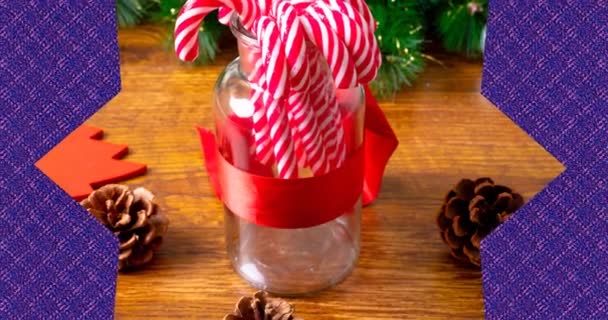 Vídeo Bengalas Doces Forma Estrela Fundo Azul Natal Natal Inverno — Vídeo de Stock