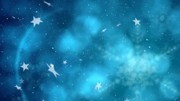 Animație Stele Crăciun Zăpadă Care Cad Fundal Albastru Crăciun Tradiție — Videoclip de stoc