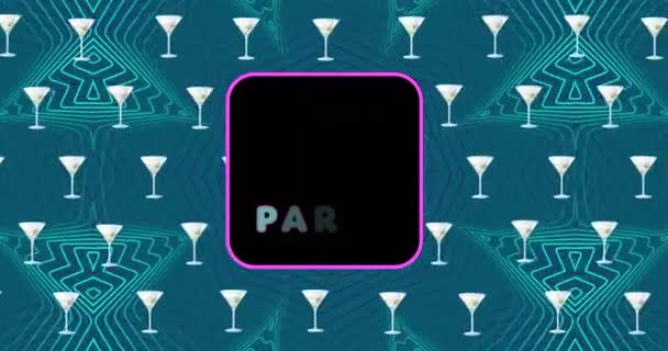 Animation Party Beer Glass Frame Cocktail Glasses Repetition Blue Pattern — Stock Video