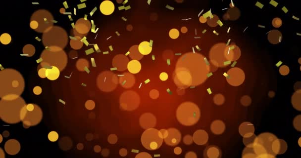 Animación Puntos Dorados Confeti Cayendo Sobre Fondo Borgoña Concepto Celebración — Vídeos de Stock