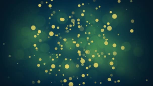 Анімація Золотих Крапок Падають Темно Зелений Фон Концепція Святкування Урочистості — стокове відео