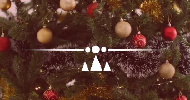 Animazione Buone Vacanze Felice Anno Nuovo Testo Natale Sopra Albero — Video Stock