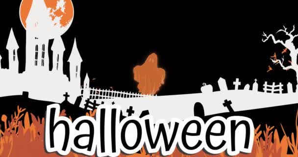 Animation Texte Halloween Sur Château Halloween Automne Célébration Concept Tradition — Video