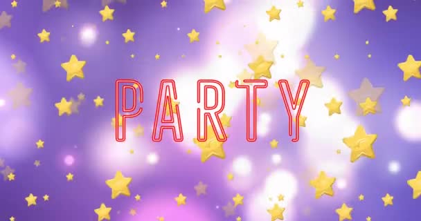 Animering Partytext Över Stjärnor Sociala Medier Och Kommunikationsgränssnitt Koncept Digitalt — Stockvideo