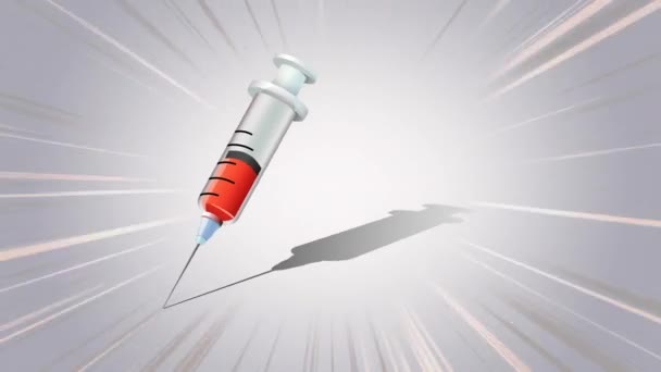 Animation Syringe Icon Grey Background Medical Healthcare Services Communication Technology — Stock Video