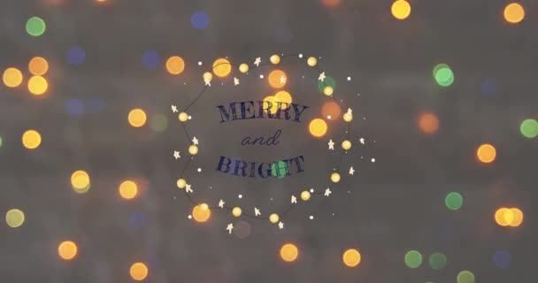 Animação Feliz Natal Texto Brilhante Sobre Luzes Natal Inverno Tradição — Vídeo de Stock