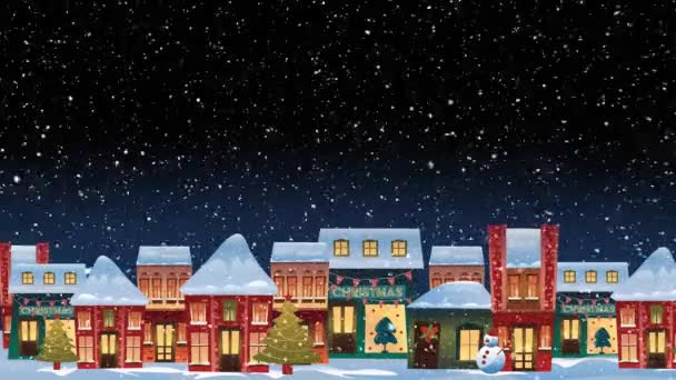 Animation Von Schnee Der Weihnachten Über Die Winterlandschaft Fällt Weihnachten — Stockvideo