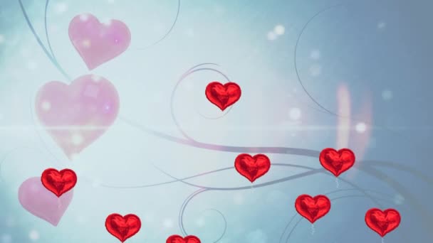 Animatie Van Meerdere Liefde Hart Pictogrammen Blauwe Achtergrond Sociale Media — Stockvideo