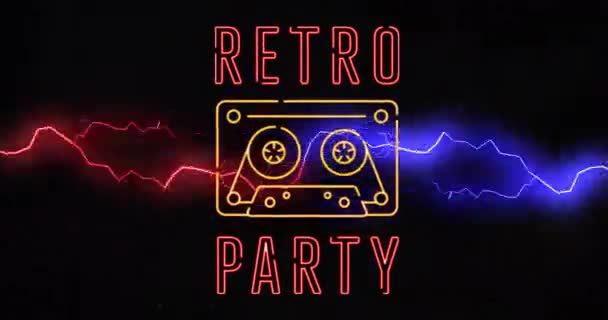 Animace Textu Retro Party Přes Hromy Sociální Média Koncepce Komunikačního — Stock video