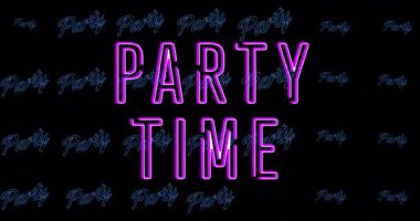 Parti mesajları üzerinden parti zamanı mesajlarının animasyonu. Sosyal medya ve iletişim arayüzü kavramı dijital olarak oluşturulmuş video.