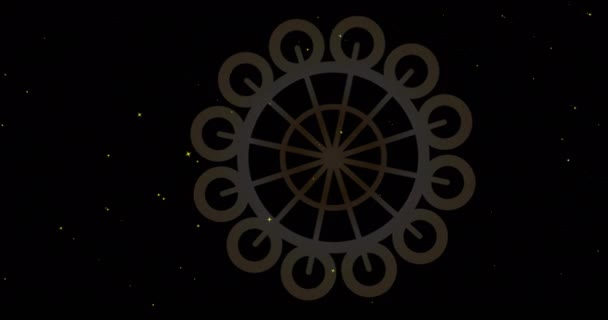 Animation Des Kreisförmigen Golddesigns Über Weißen Sternen Die Sich Auf — Stockvideo