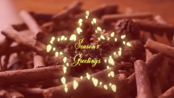 クリスマスの花輪の季節の挨拶テキストのアニメーション クリスマス 伝統とお祝いのコンセプトデジタルで生成されたビデオ — ストック動画