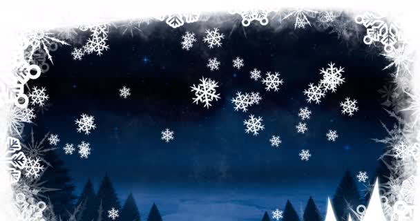 Animation Neige Tombant Sur Paysage Hivernal Noël Noël Hiver Tradition — Video