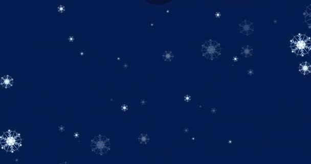 Animação Bugigangas Natal Sobre Flocos Neve Fundo Azul Natal Inverno — Vídeo de Stock