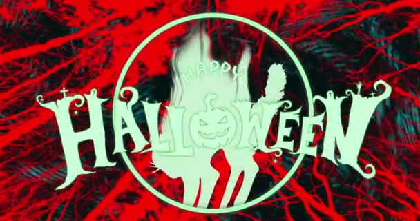 Animatie Van Gelukkige Halloween Tekst Pompoenen Halloween Herfst Feest Traditie — Stockvideo