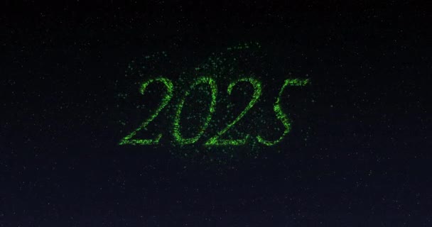Animação 2025 Letras Verdes Cintilantes Fogos Artifício Véspera Ano Novo — Vídeo de Stock