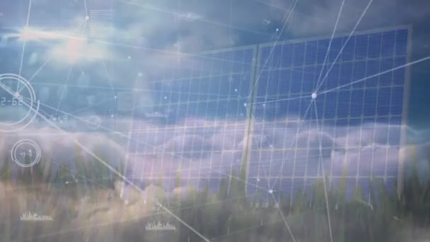 Animación Red Conexiones Sobre Paneles Solares Segundo Plano Energía Solar — Vídeo de stock