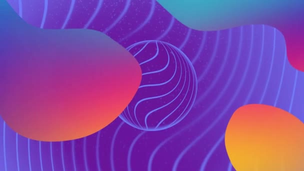 Анимация Фиолетовых Кругов Линий Движущимися Градиентными Фигурами Цвет Шаблон Концепция — стоковое видео
