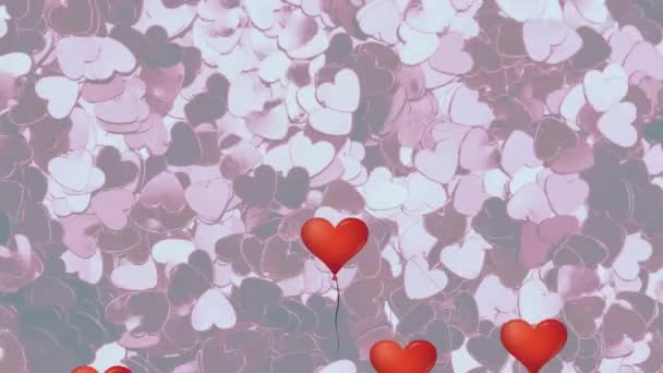 Animation Multiple Love Hearts Red Heart Balloons Social Media Love — Stock Video