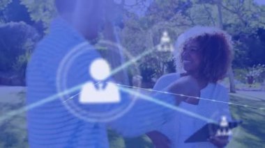 Çift kucaklaşmasına ve dijital tablet kullanımına karşı bağlantı simgeleri ağı