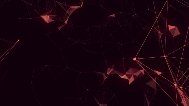 黒い背景に浮かぶ接続された形状の輝く赤いネットワークのアニメーション グローバル通信とメディアネットワーク技術の概念デジタル生成されたビデオ — ストック動画